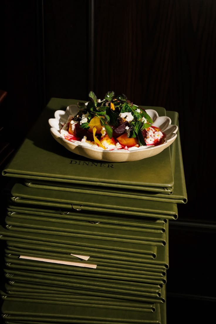 Roasted Beet Salad on Leather Menus
